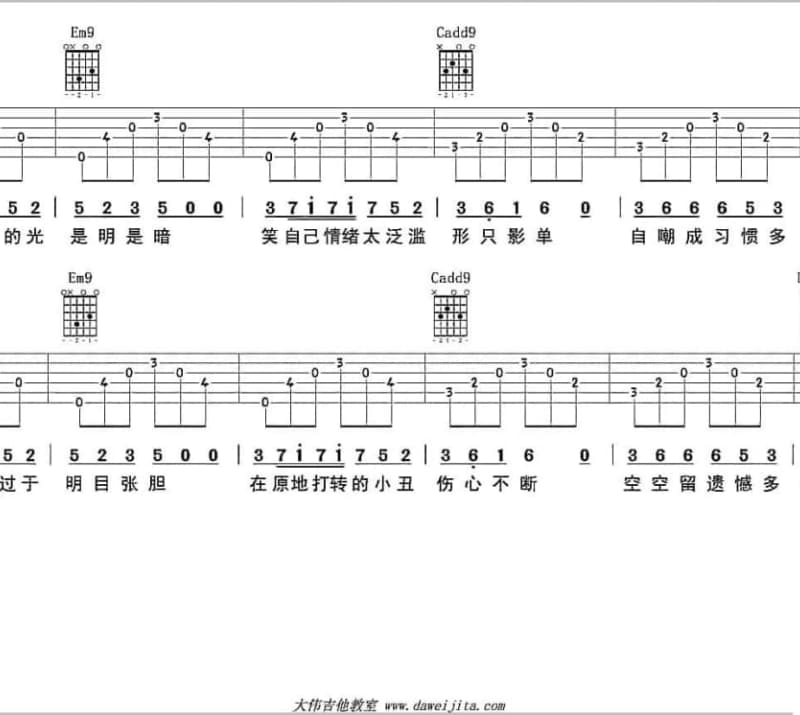 《逆流》吉他谱_关注