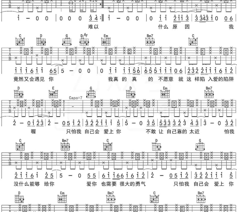 《谁在长亭泪如雨》吉他谱_光头华夏