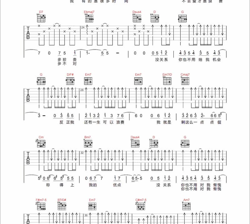 《蝴蝶效应》吉他谱_鬼卞