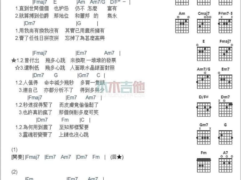 《离殇》吉他谱_雷程