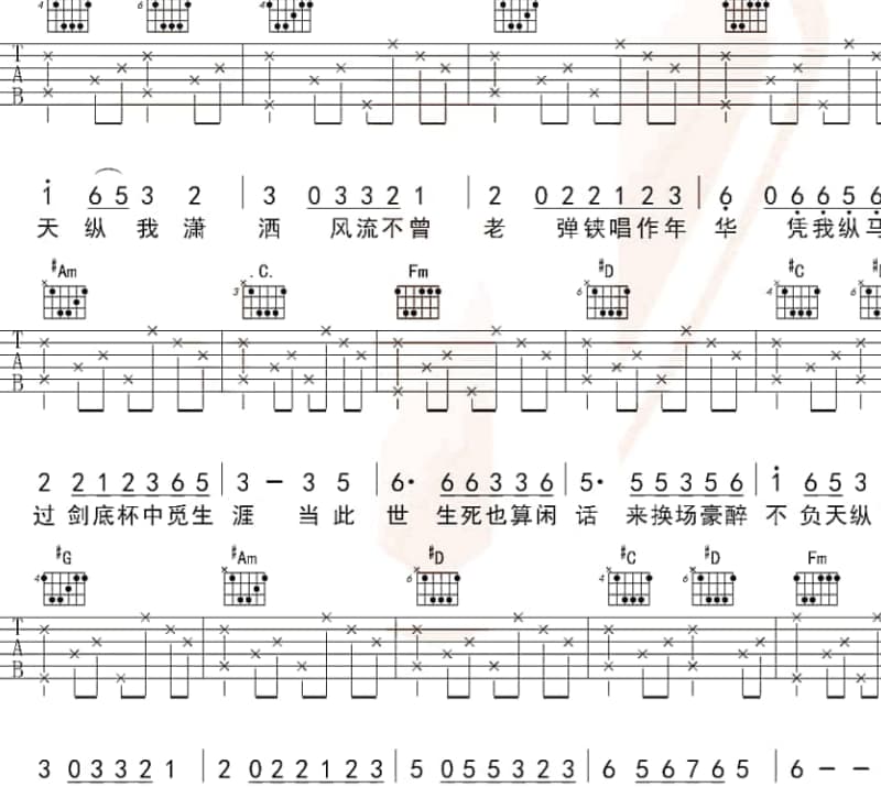 《埋我的人》吉他谱_郭少杰