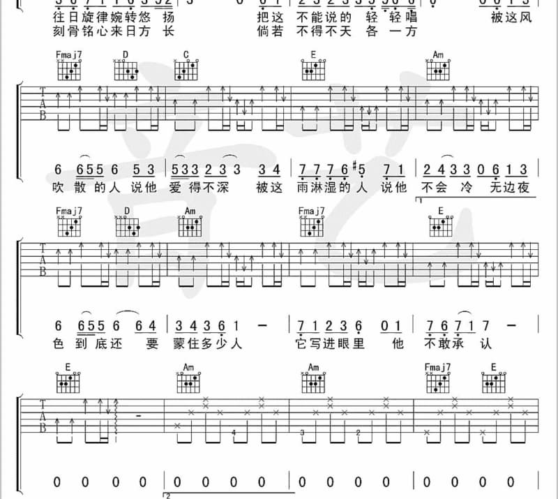 《再也不见》吉他谱_郭斯