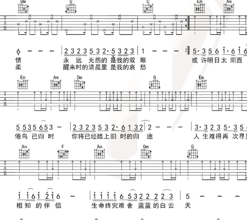 《爸爸在哪里》吉他谱_韩晓辉