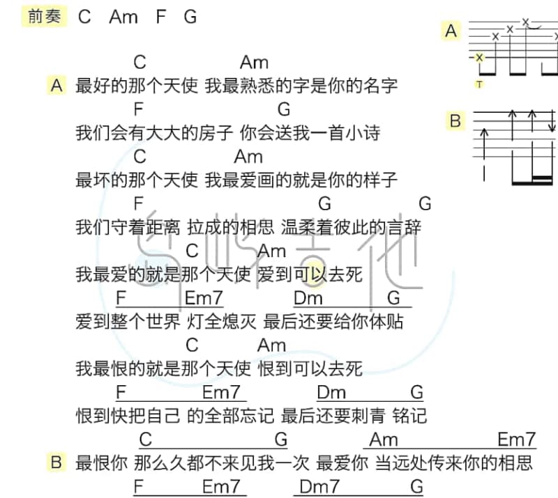 《终于》吉他谱_浩轩