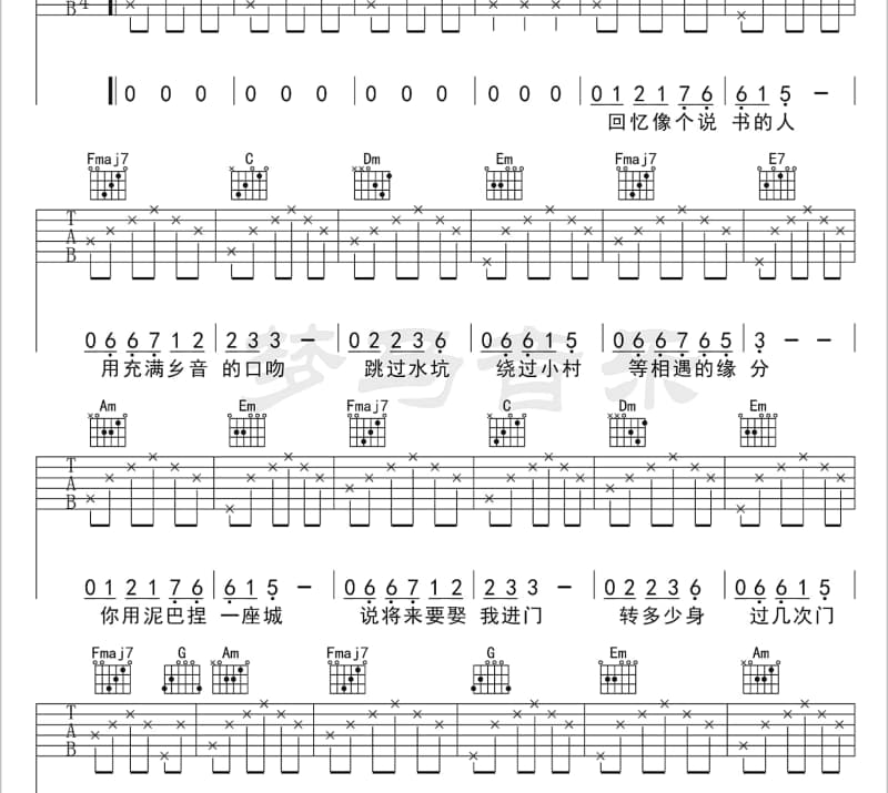 《想你MIX》吉他谱_何建清