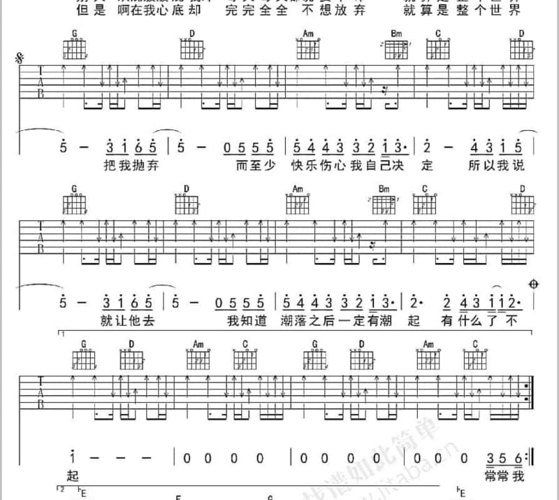 《世界那么大还是去看看》吉他谱_红日蓝月