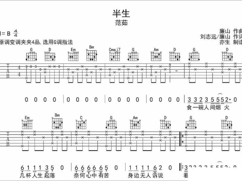 《既然有了她在你身边》吉他谱_冷漠