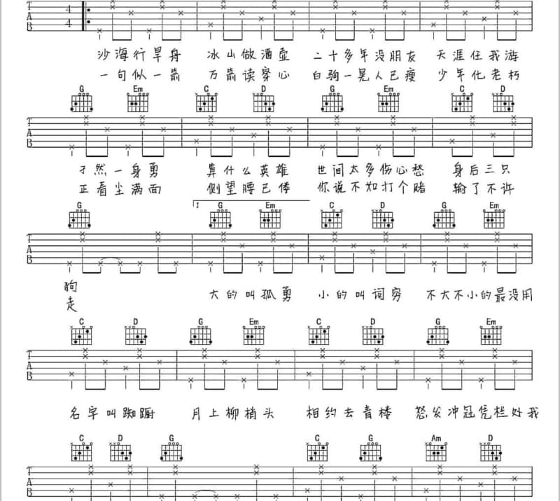 《无限荣光》吉他谱_侯旭
