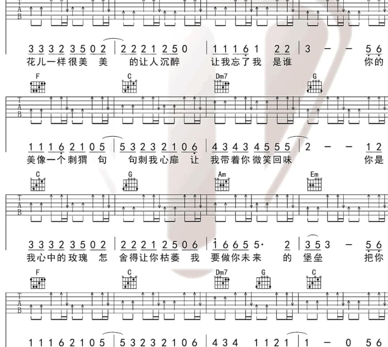 《新年祝福》吉他谱_胡玮琪