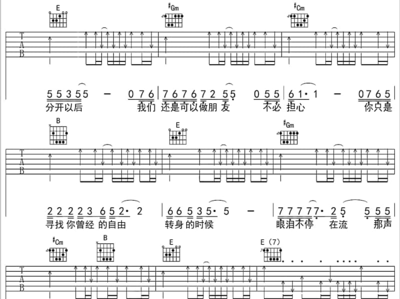 《你要放手也无所谓》吉他谱_冷漠