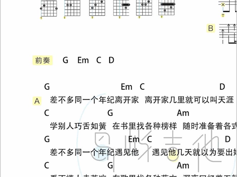 《忍痛割爱》吉他谱_冷漠
