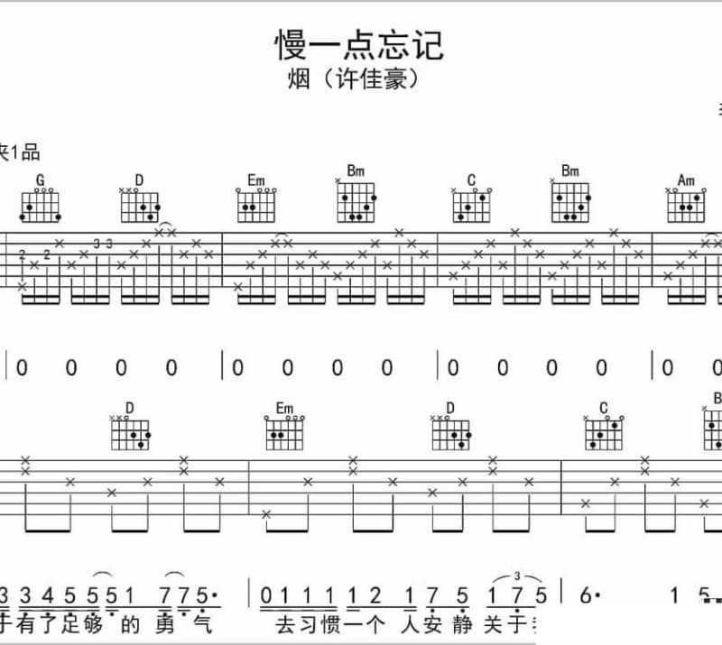 《醒来》吉他谱_黄蓝白