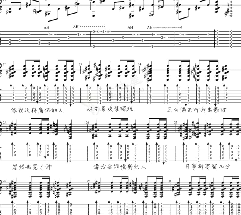 《担心》吉他谱_黄乙玲