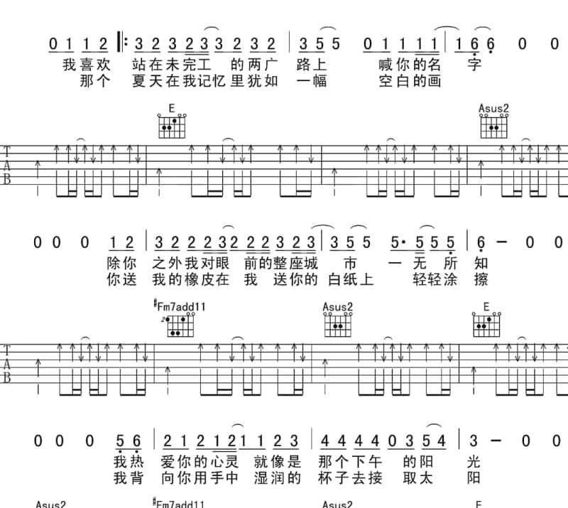 《爱过才知影》吉他谱_甲子慧