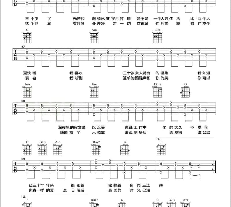 《今夜雨蒙蒙》吉他谱_江淑娜