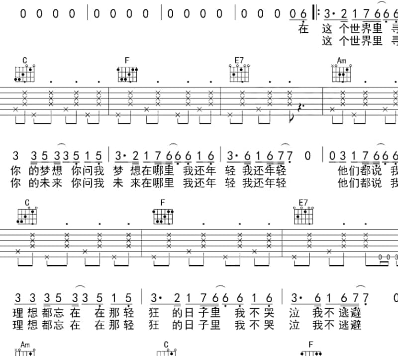 《绿叶人生》吉他谱_酒二郎