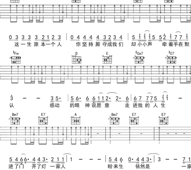 《想你特别是在圣诞夜 温馨女声版》吉他谱_军嫂组合