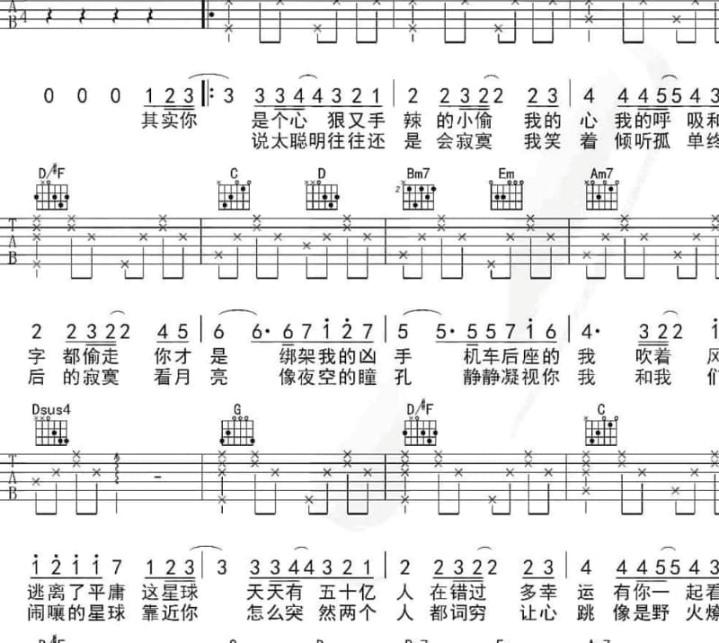 《未曾深爱以无情》吉他谱_邝美云