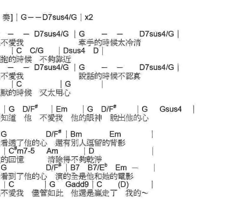 《一生只愿爱一次》吉他谱_邝美云