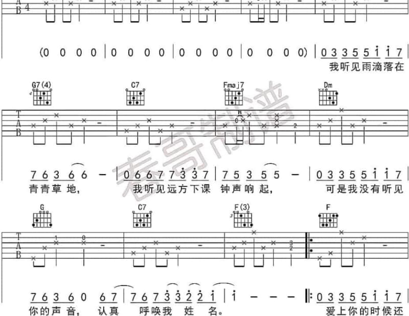 《因你在此》吉他谱_黎明