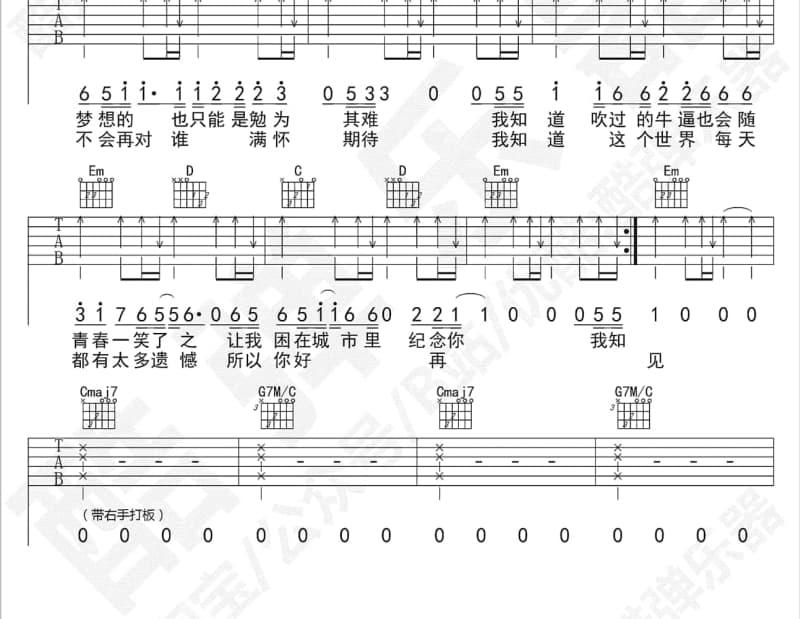 《渡口》吉他谱_李翊君