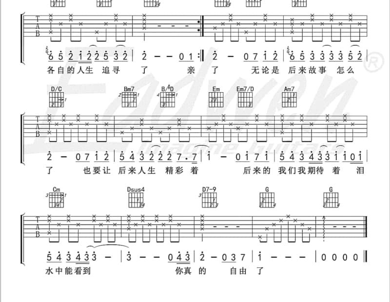 《有一天我会哭出来》吉他谱_李翊君