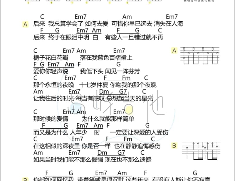 《刘文婷》吉他谱_理想后花园