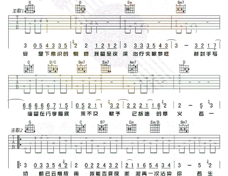 《默片》吉他谱_梁汉文