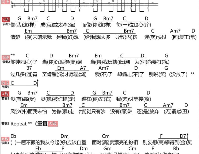 《我是爱你的》吉他谱_梁静茹