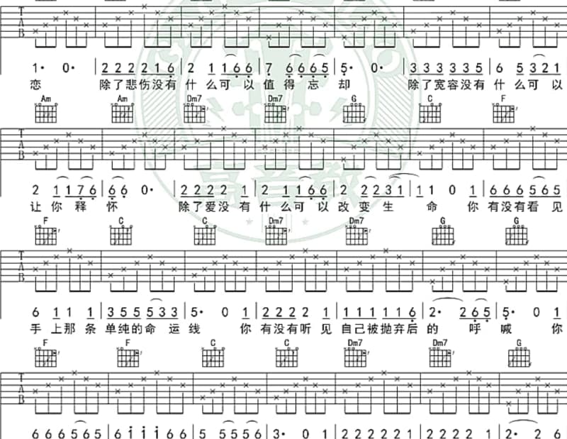 《沉淀》吉他谱_梁咏琪