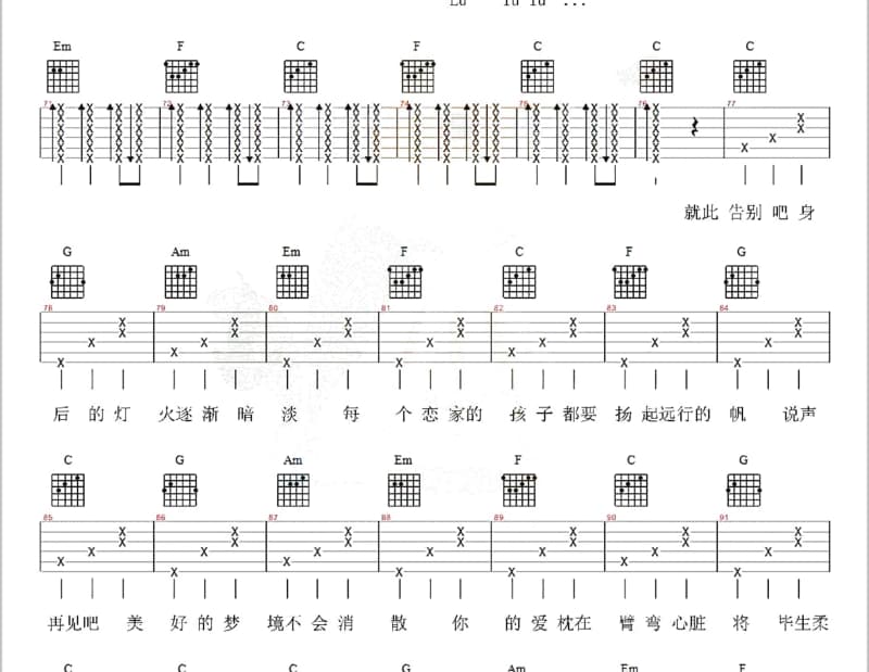 《我只在乎你》吉他谱_梁咏琪