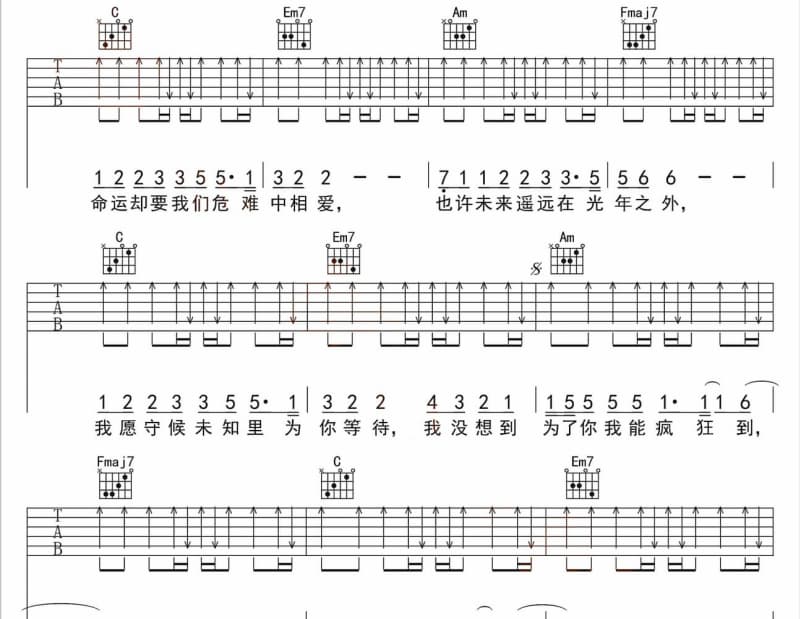 《今夜为你醉》吉他谱_林翠萍