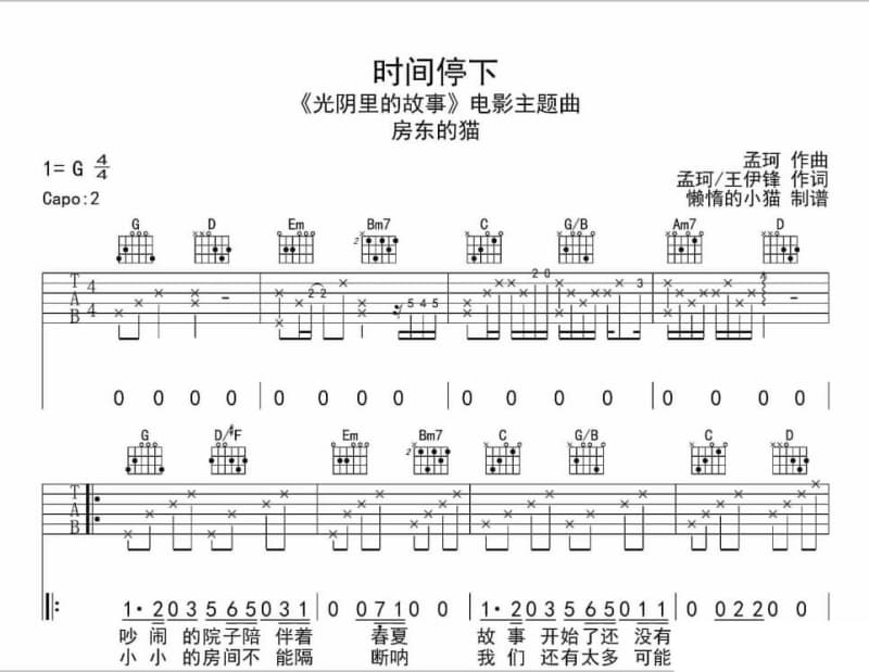 《曾经的歌》吉他谱_阿修罗乐队
