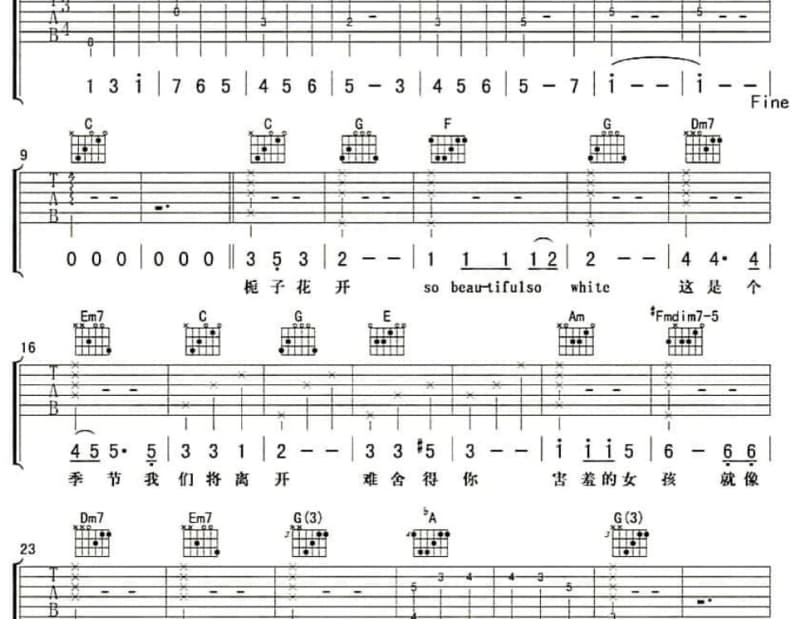 《闲游》吉他谱_林淑蓉