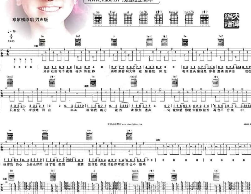 《想着你》吉他谱_林心如
