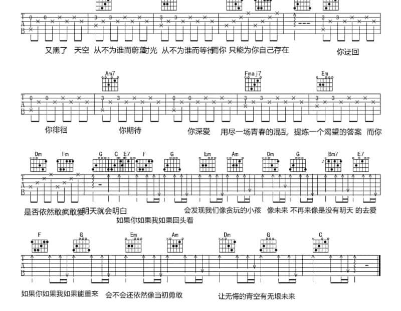 《夜宿兰桂坊》吉他谱_林心如