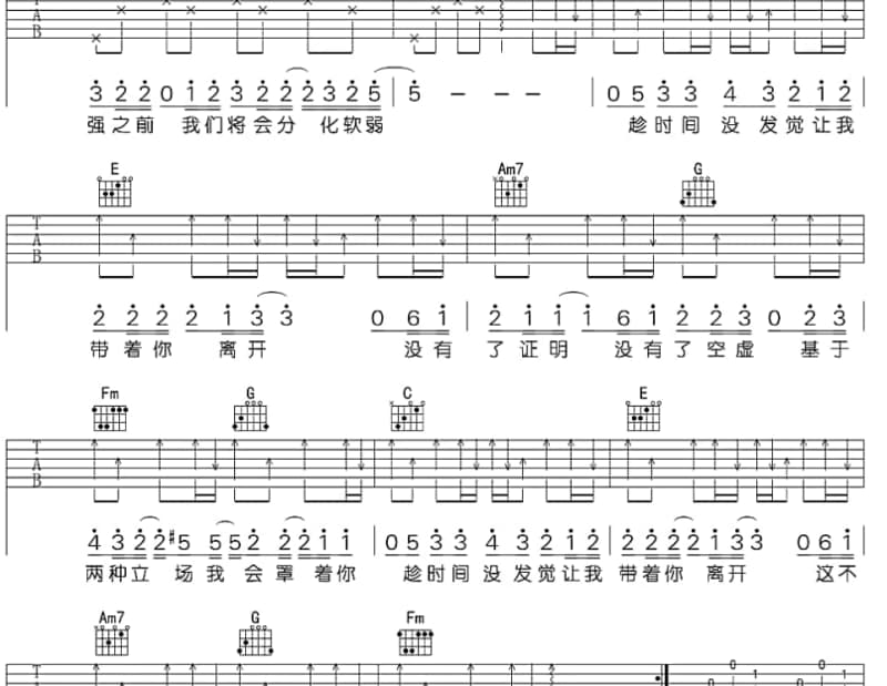 《无论我走到哪里总会想起你》吉他谱_零点乐队
