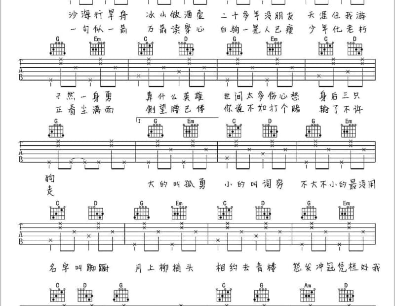 《男人哭吧不是罪》吉他谱_刘德华