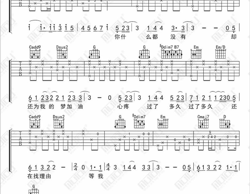 《相见不如怀念》吉他谱_龙飘飘