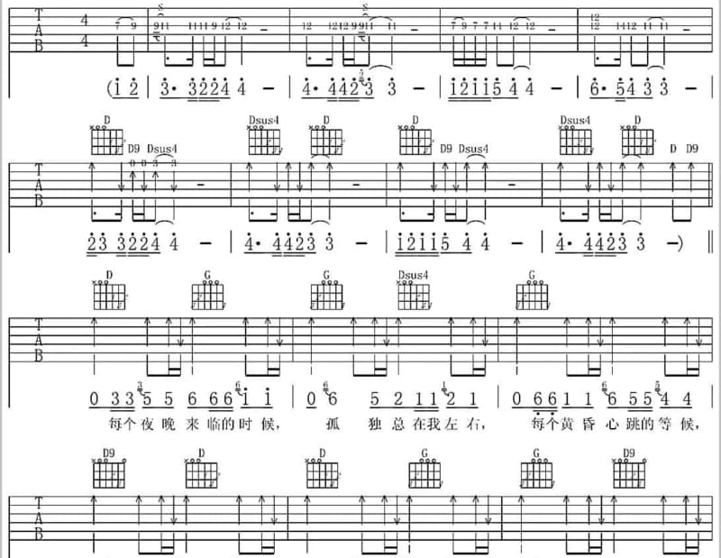 《她比烟花寂寞》吉他谱_梅艳芳