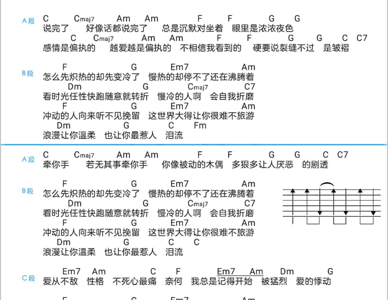 《执念》吉他谱_萌萌哒天团