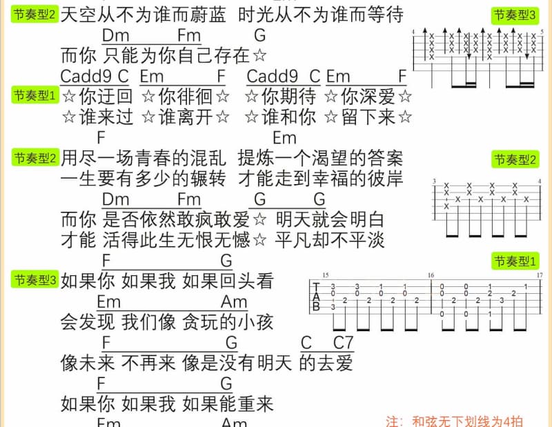 《绣花》吉他谱_百合二重唱
