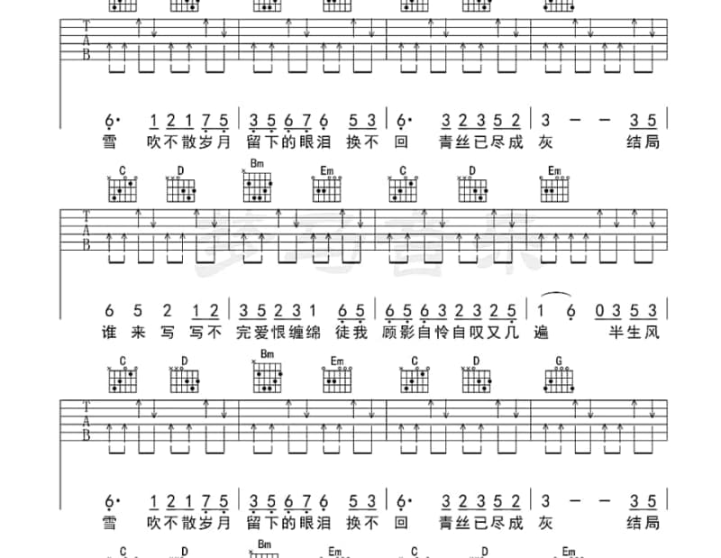 《佳人如梦》吉他谱_墨明棋妙