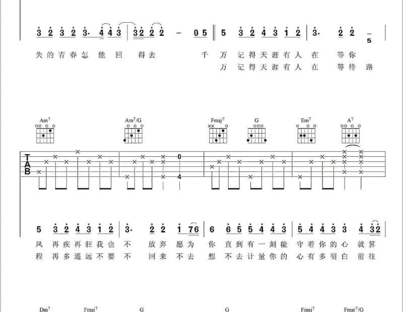 《白衬衫》吉他谱_半吨兄弟