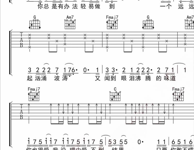 《太阳雨》吉他谱_齐秦