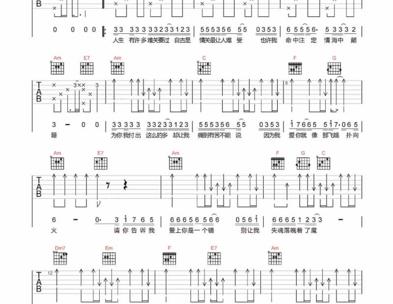 《一万个对不起Dj版》吉他谱_祁隆