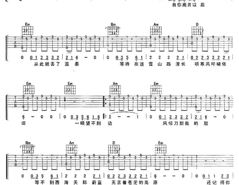 《今生无缘》吉他谱_钱澄