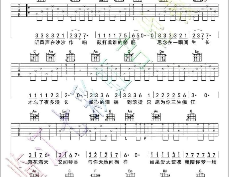《月亮走我也走》吉他谱_青燕子演唱组