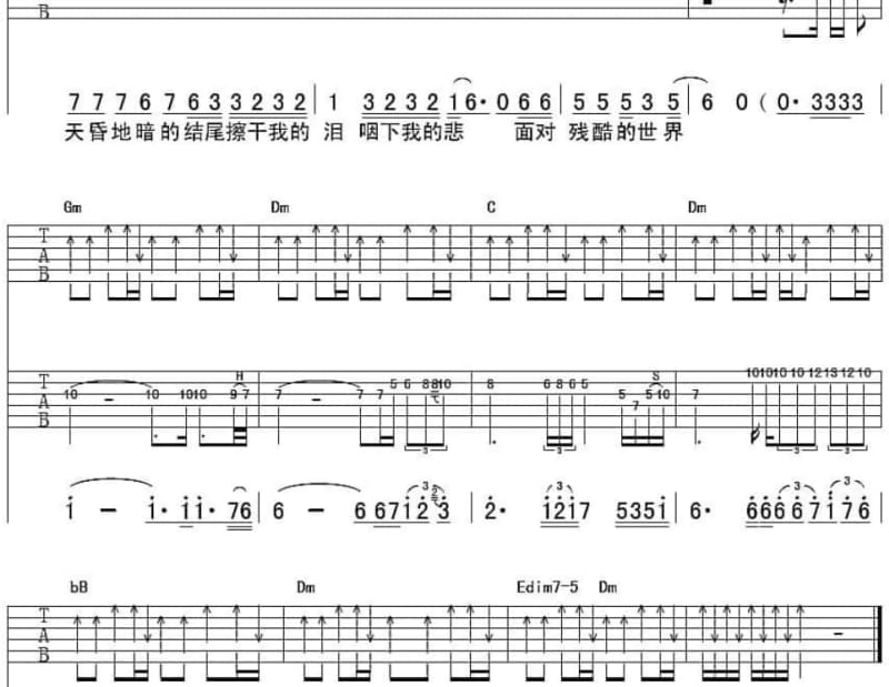 《暗涌》吉他谱_区瑞强