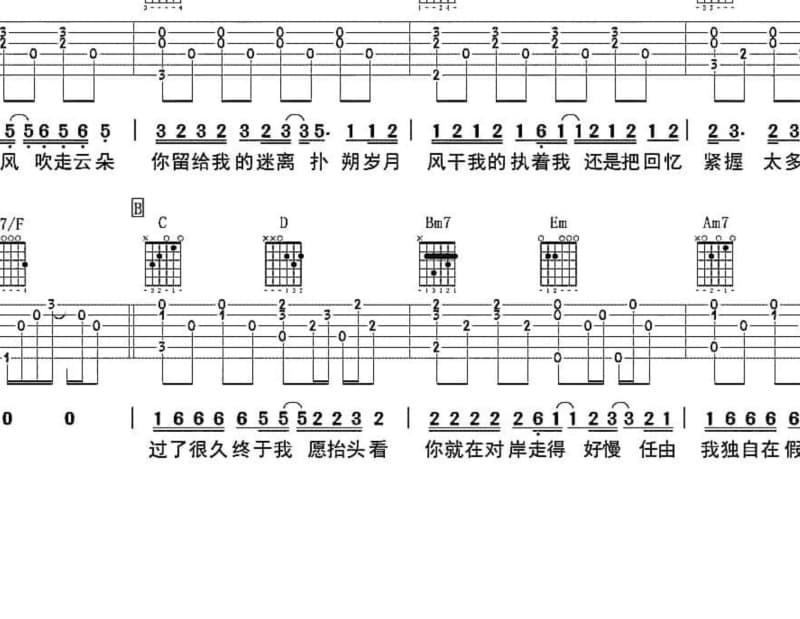 《云外千峰》吉他谱_区瑞强